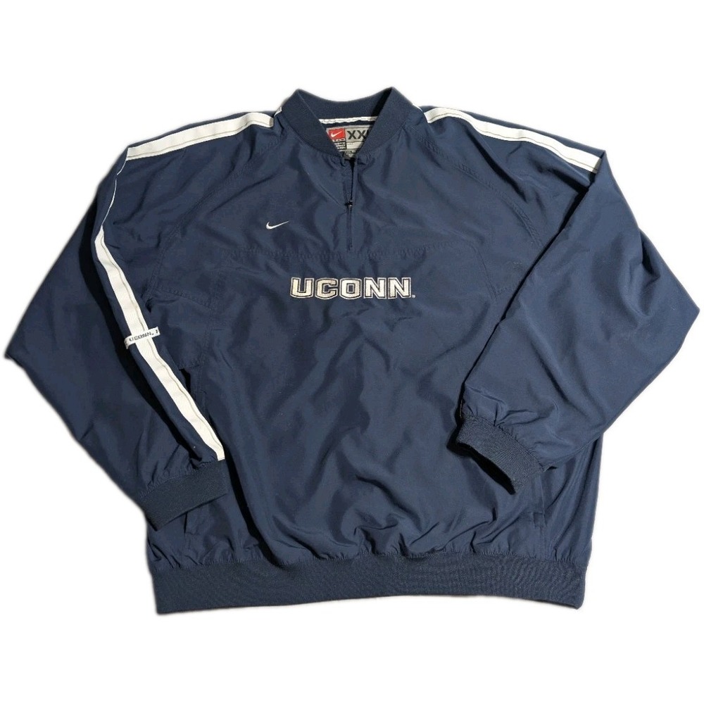 Nike Team UConn Huskies Mens XXL 1/2 Zip Pullover Windbreaker Jacket Blue NCAA